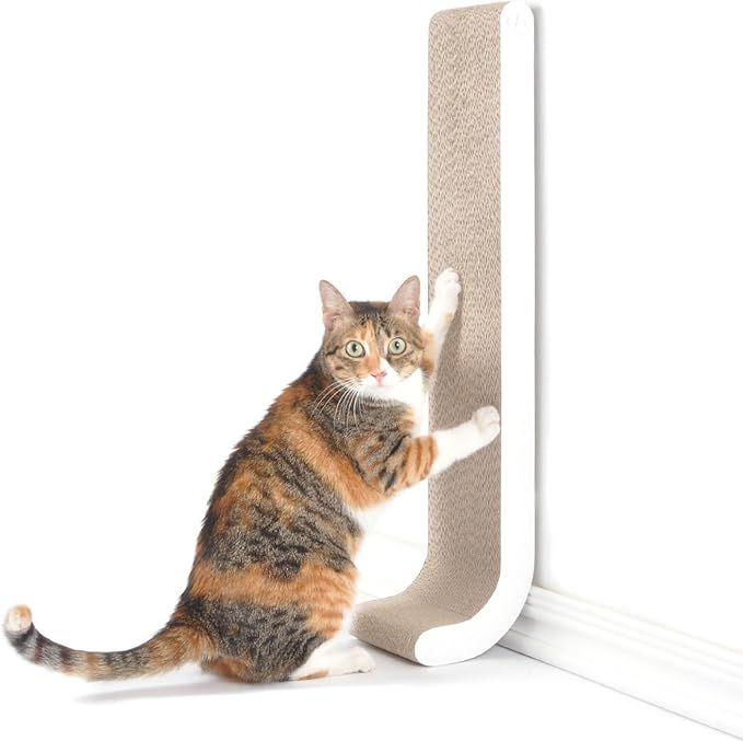 4CLAWS Wall Mounted Scratching Post 26" (White) - BASICS Collection Cat Scratcher, 26 x 5.7 x 5.5... | Amazon (US)