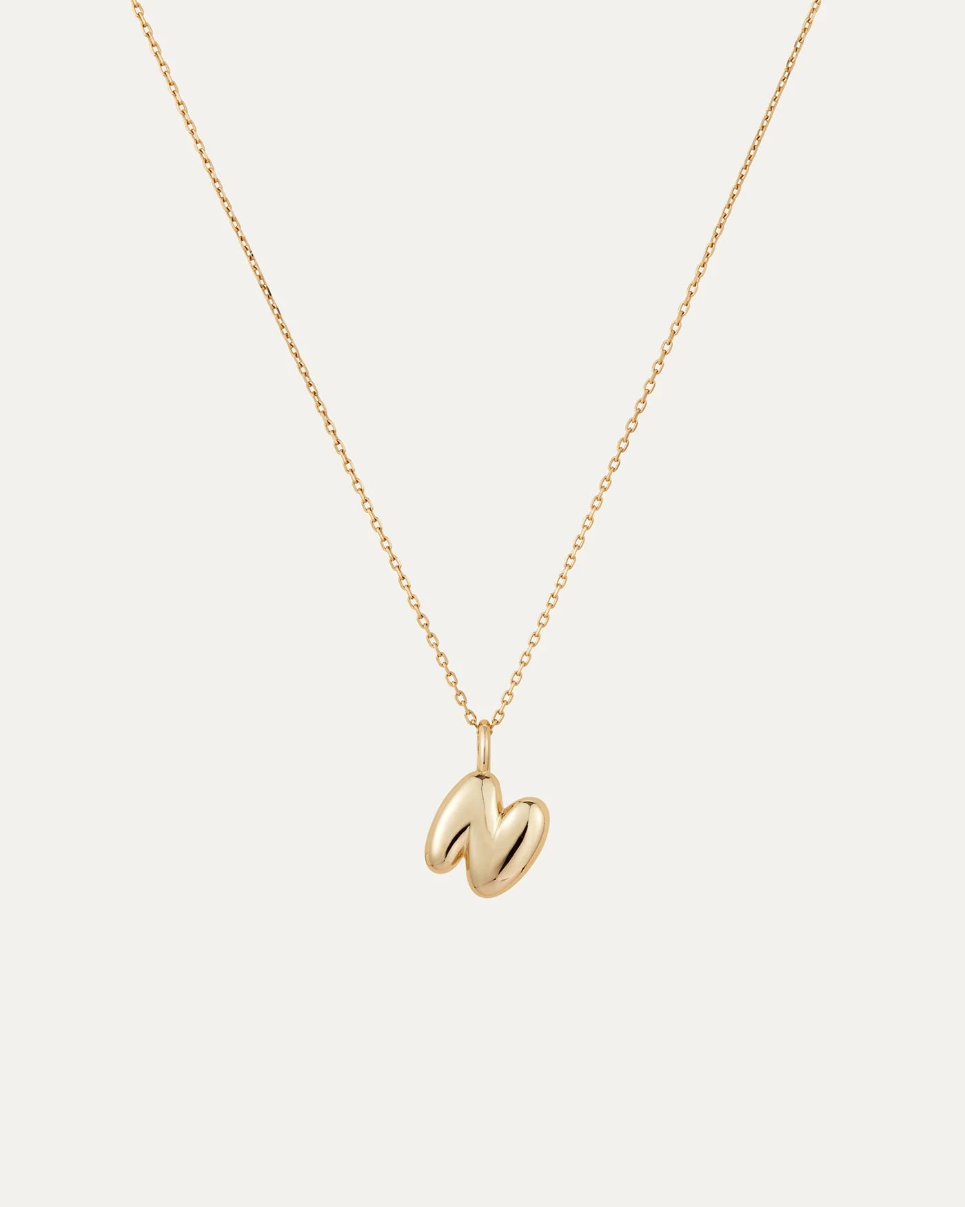 14K Gold Bubble Letter Necklace - N | Jenny Bird (US)