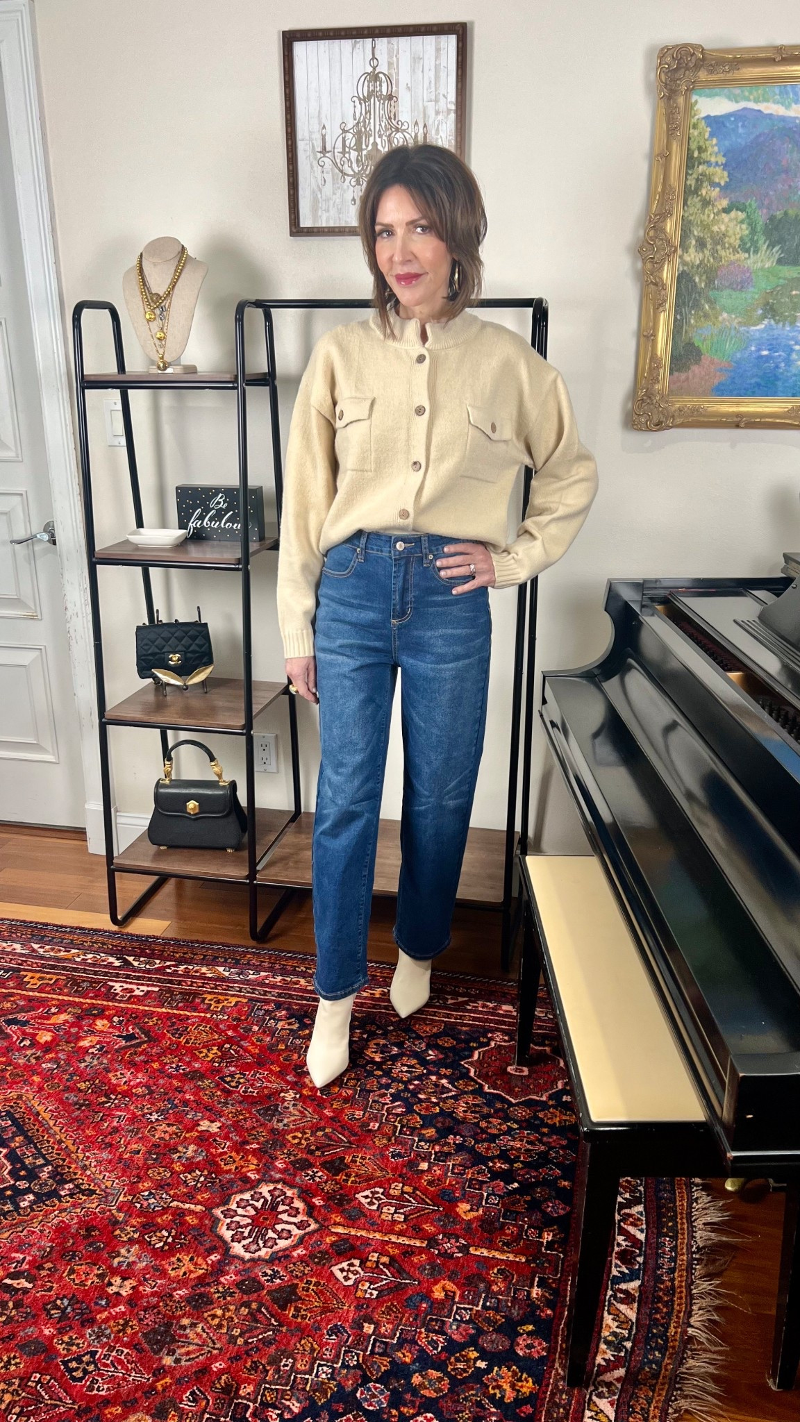 tan jacket, tan button down, jeans, over 50 outfits 

#LTKootd #LTKgrwm #LTKSeasonal