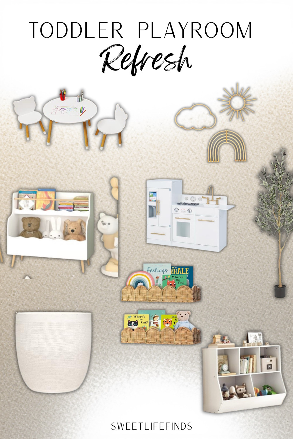 Toddler playroom refresh with some of the cutest and most functional finds. These pieces help keep toys organized while still creating a fun, cozy space for playtime. I linked all my favorite playroom picks in my LTK. #LTKHome #PlayroomDecor #MomLife #SweetLifeByKourtney
 

 #LTKmomlife #LTKHome #LTKKids