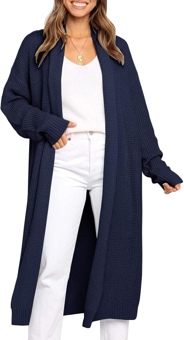 Women's Oversized Slouchy Knit Chunky Open Front Sweater Coat with Pockets | Amazon (US)