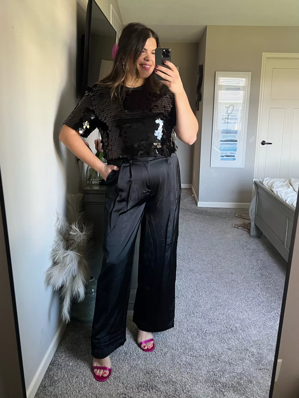 High Waisted Sequin Wide Leg Pant curated on LTK