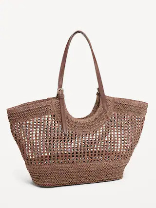 Open-Weave Straw Tote Bag | Old Navy (CA)