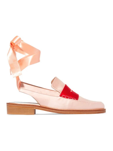 MR by Man Repeller - Two-tone Satin Loafers - Pastel pink | NET-A-PORTER (US)
