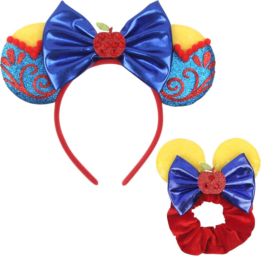 Shiny Mouse Ears Headband Snow White Scrunchies with Sparkly Bow Princess Costume for Women Headw... | Amazon (US)