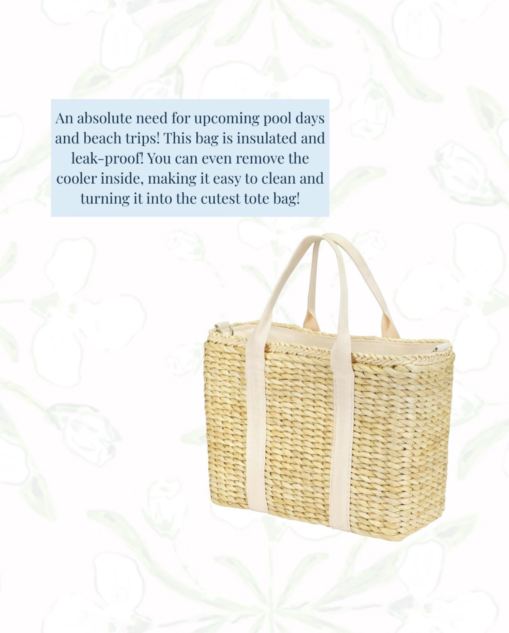 The cutest cooler bag or remove the inside making it a normal tote! I love this for all the hot days coming up to keep my stuff cool! 

Pool bag, Summer bag, Tote bag, Picnic Basket, Beach Bag, Raffia Bag

#LTKmomlife #LTKfoodie #LTKSeasonal