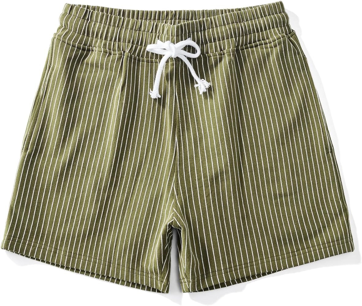Mens Sweat Workout Shorts 5 Inch Cotton Terry Sweatshort Casual Striped Pajamas Summer Athletic S... | Amazon (US)
