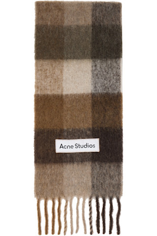 Brown Mohair Checked Scarf | SSENSE