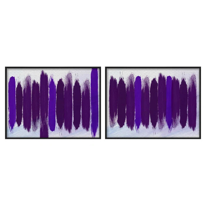 Purple Brush 2 Piece Framed Painting Print Set | Wayfair North America