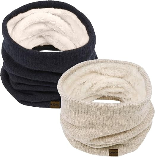 Chalier Infinity Scarf Winter Double-Layer Neck Warmer Knit Fleece Lined Circle Loop Scarves | Amazon (US)