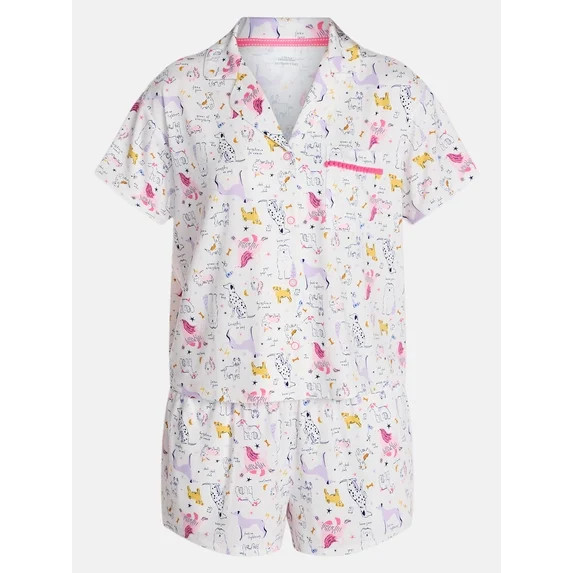Way to Celebrate Women's Shorty Notch Dog Mom Pajama Set, 2-Piece, Sizes XS-3X | Walmart (US)