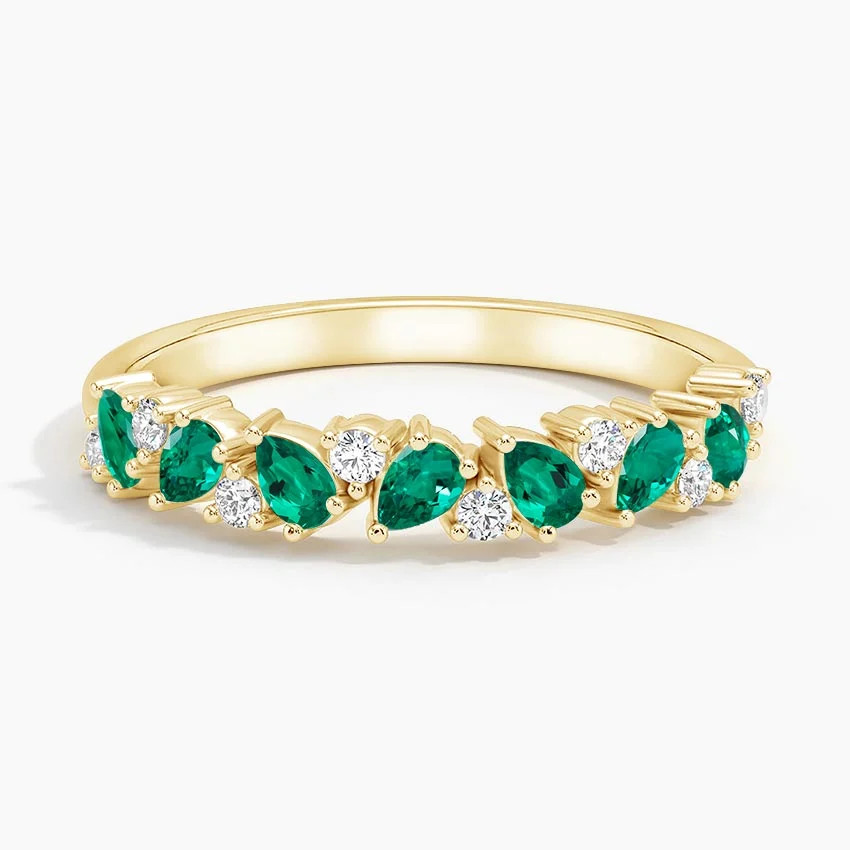 Olivetta Lab Emerald and Diamond Ring in 18K Yellow Gold | Brilliant Earth