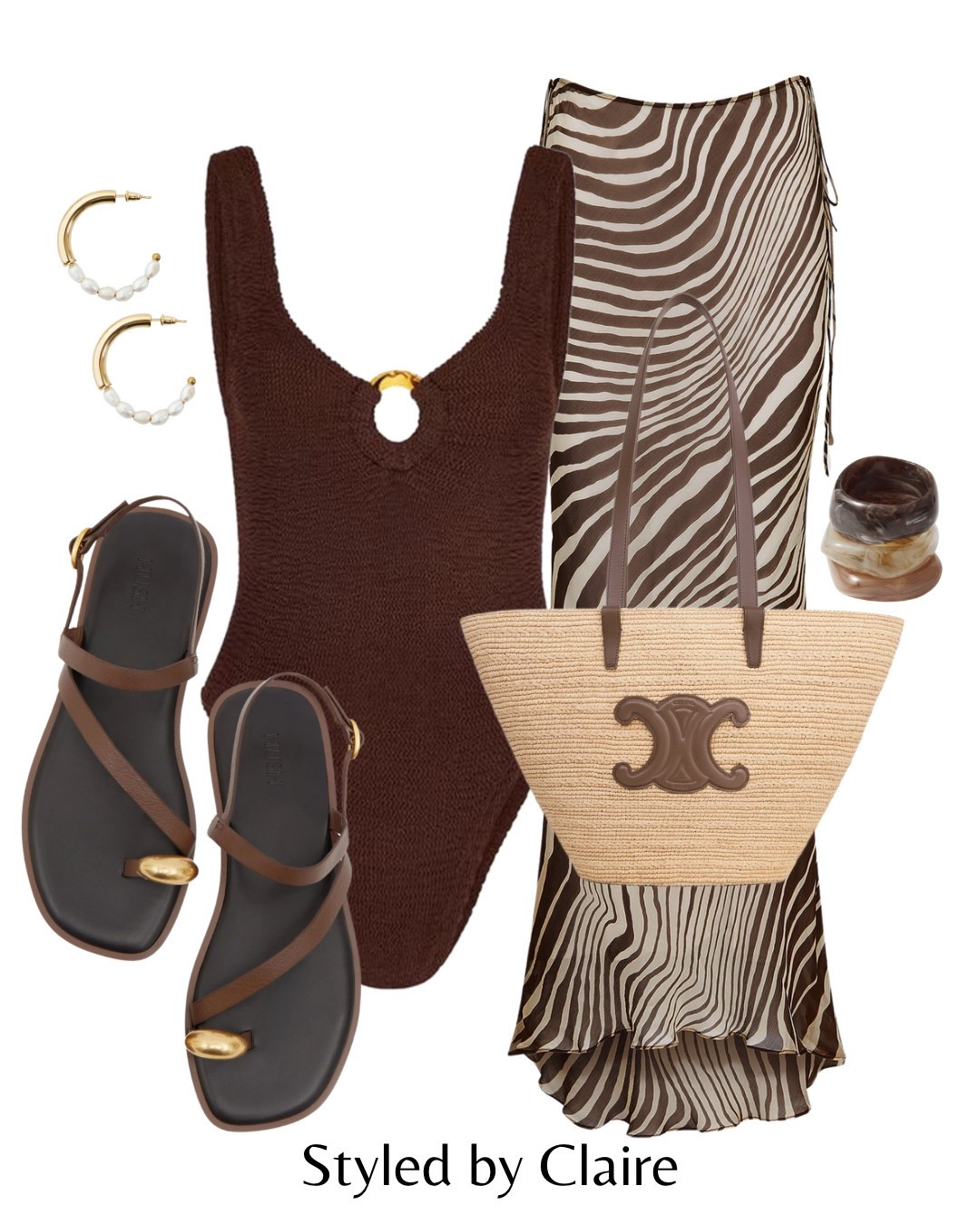 Chocolate outfit for the beach🤎
Tags: Hunza g swimsuit one piece H&M hm supportive zebra print skirt trousers mesh rat & boa raffia bag chunky bracelets open toe gold bar leather sandals Zara fashion inspo summer ideas holiday vacation Ibiza Barcelona Dubai beach club chic women’s style statement ocean beach 

#LTKswimwear #LTKsummer #LTKstyletip