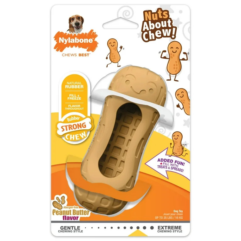 Nylabone Strong Chew Fillable Peanut Dog Toy, Rubber, Peanut Butter Medium/Wolf - Up to 35 lbs. (... | Walmart (US)