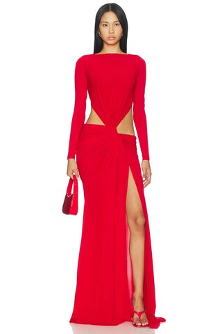 Alex Perry Long Sleeve Twist Gown in Red from Revolve.com | Revolve Clothing (Global)