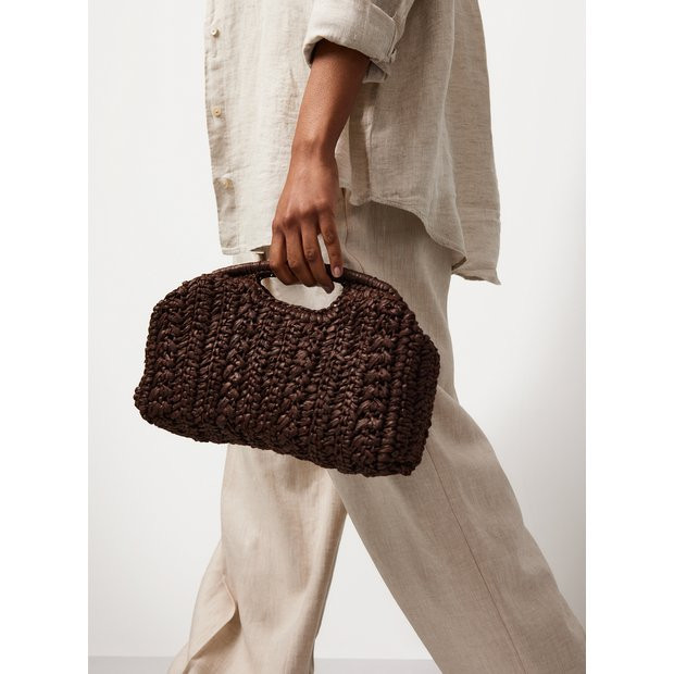 Brown Straw Weave Clutch Bag One Size | Tu Clothing
