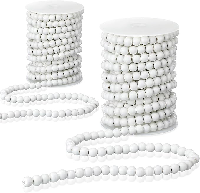 Giegxin 2 Pcs Wood White Christmas Bead Garland 66 Feet in Total Rustic Farmhouse Country Decor f... | Amazon (US)