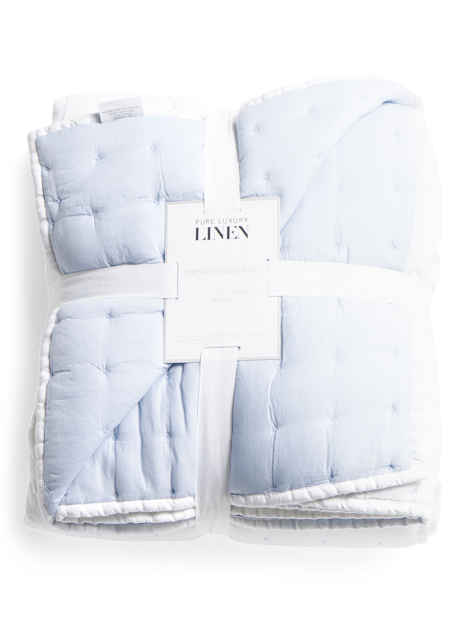 Made In India Linen Reversible Quilt With Cross Stitching | TJ Maxx