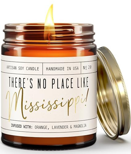Mississippi Gifts, Mississippi Decor for Home - 'There's No Place Like Mississippi Candle, w/Citrus, Lavender & Magnolia I Mississippi Souvenirs I Mississippi State Gifts I 9oz Jar 50Hr Burn, USA Made | Amazon (US)