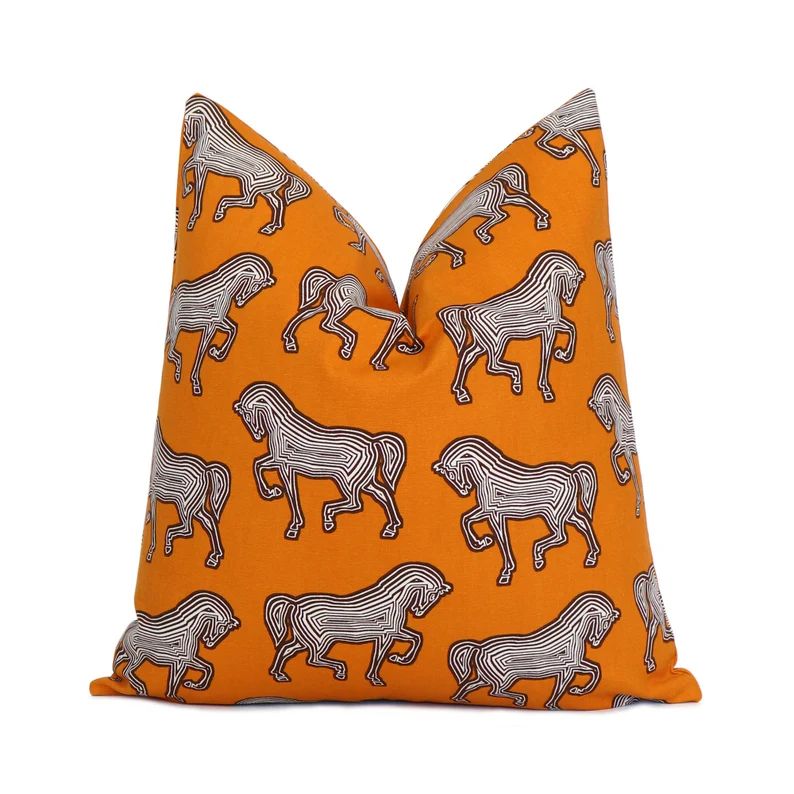 Schumacher Faubourg Horse Throw Pillow Cover with Brass Zipper, Orange Designer Animal Euro Sham ... | Etsy (US)