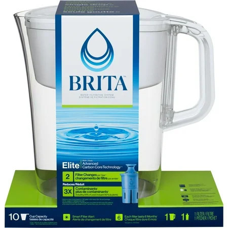 Brita Large 10 Cup White Tahoe Water Filter Pitcher with 1 Brita Elite Filter | Walmart (US)