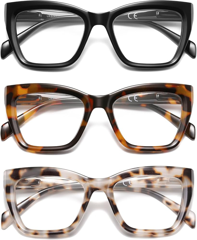 Oversized Reading Glasses Women Men Oprah Style Blue Light Blocking Computer Square Reader Spring... | Amazon (US)