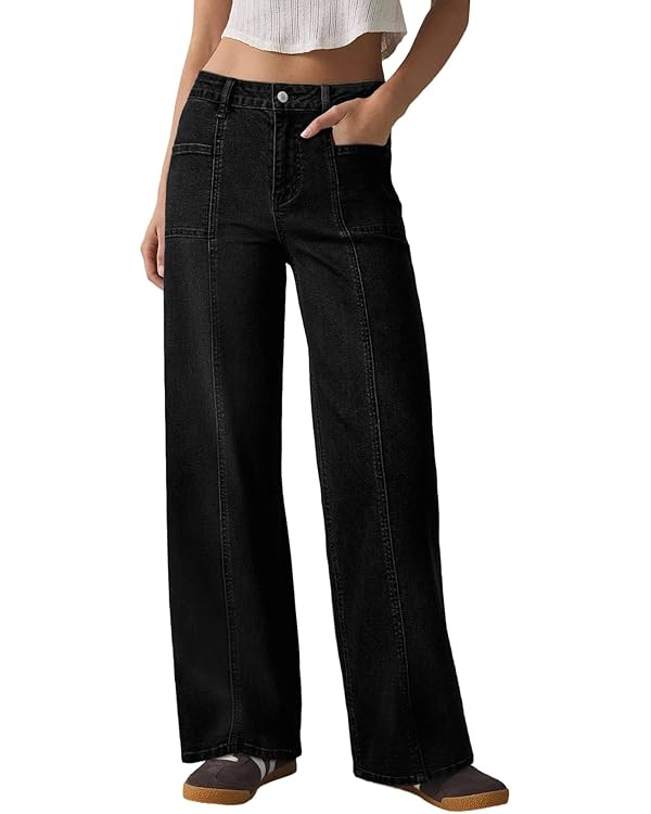 Sidefeel Womens Wide Leg Jeans High Waisted Stretchy Straight Leg Baggy Denim Pants | Amazon (US)