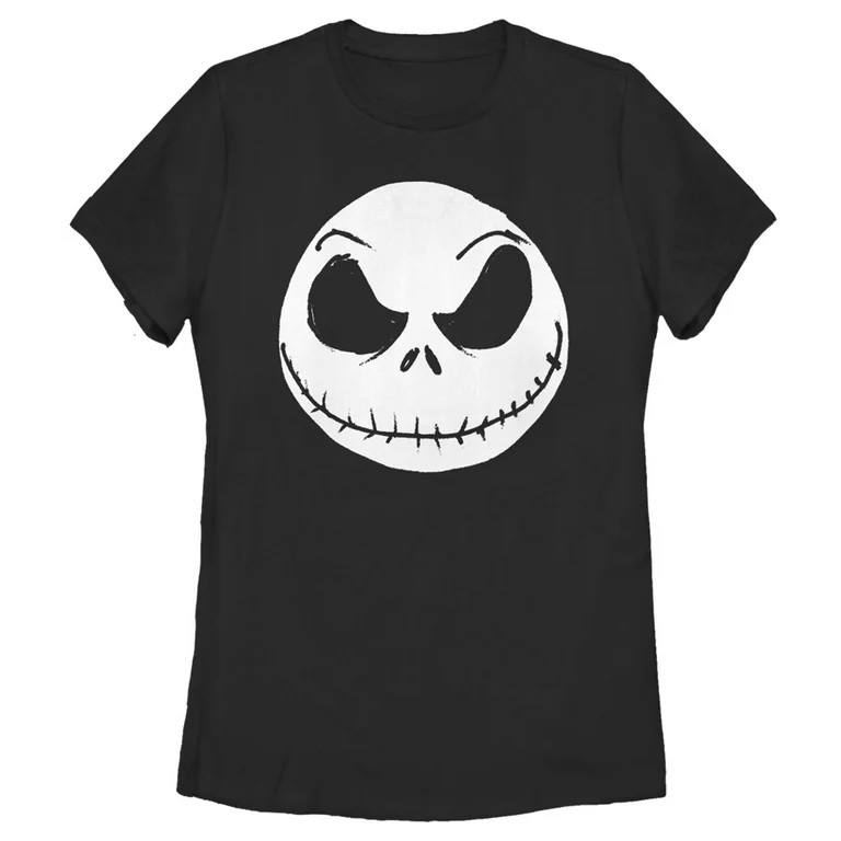 Women's The Nightmare Before Christmas Halloween Jack Skellington Big Face  Graphic Tee | Walmart (US)