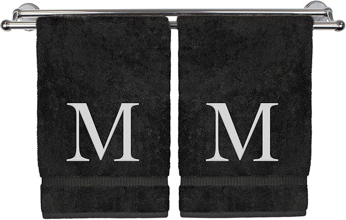 Monogrammed Hand Towel, Personalized Gift, Set of 2- White Block Letter Embroidered Towel - Extra... | Amazon (US)