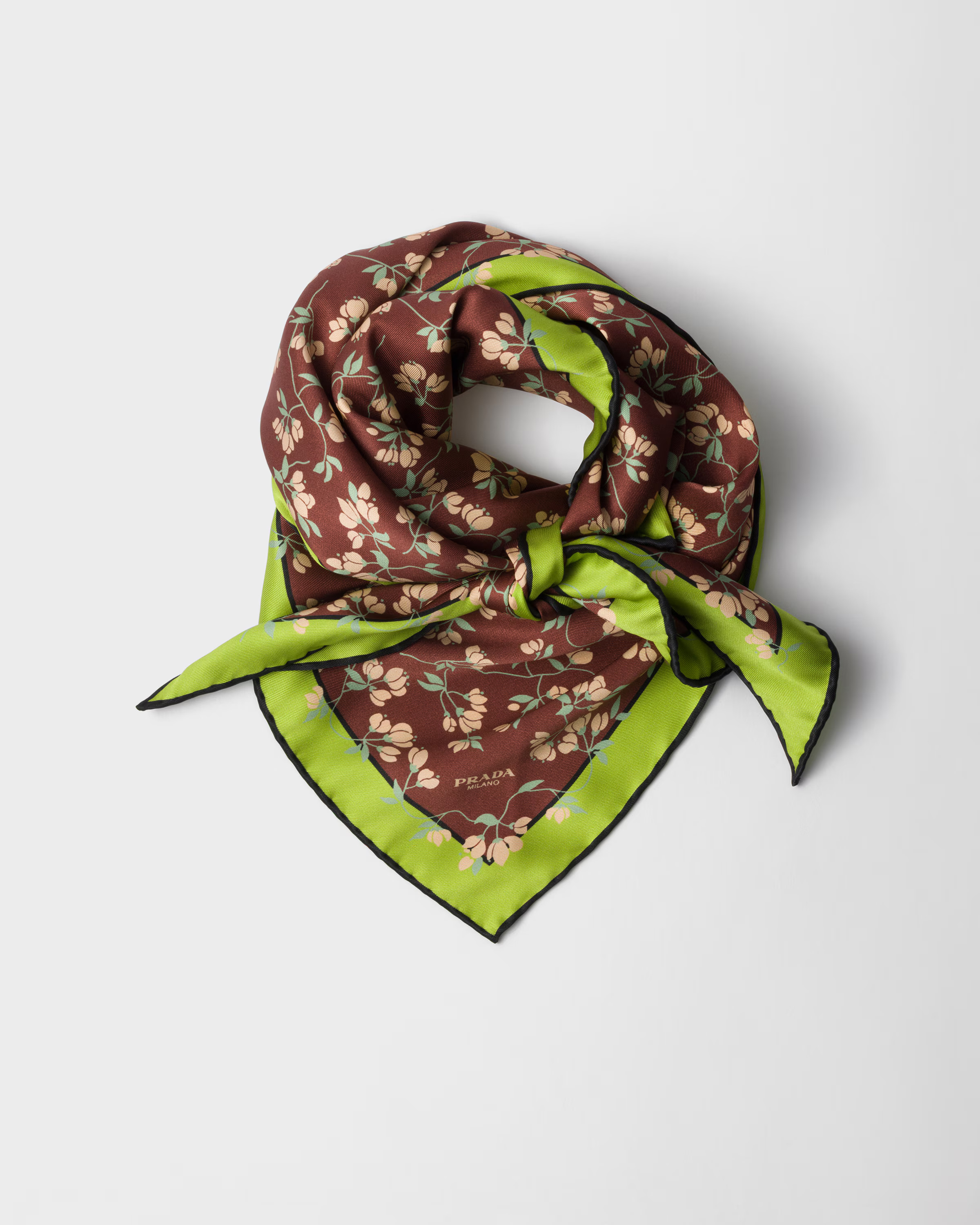 Printed silk twill scarf | Prada US