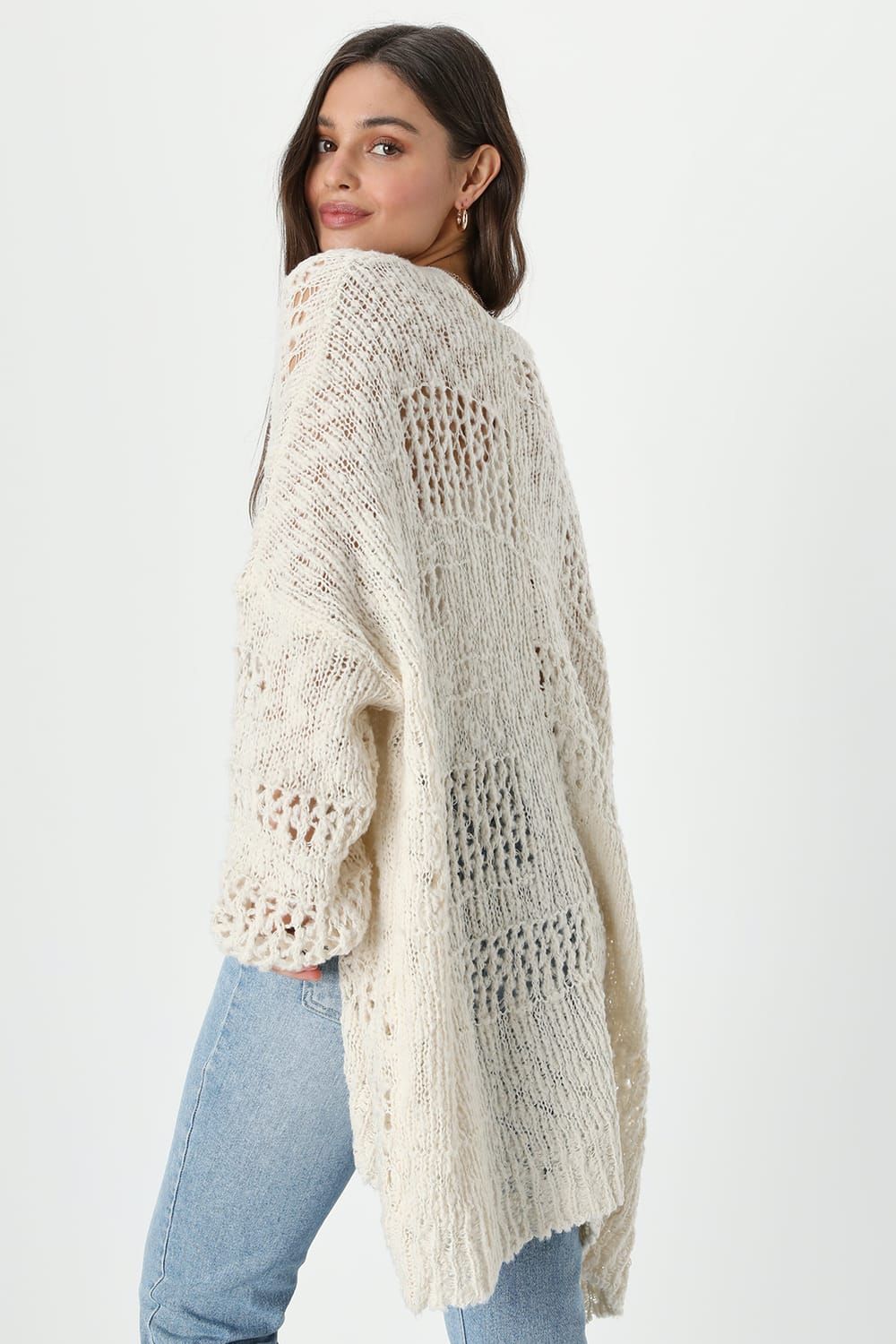 Crochet it Ain't So Ivory Oversized Cardigan Sweater | Lulus (US)