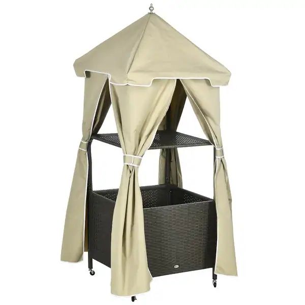 Outsunny Outdoor Towel Valet Caddy, Covered Poolside Towel Holder Rack - Bed Bath & Beyond - 3705... | Bed Bath & Beyond