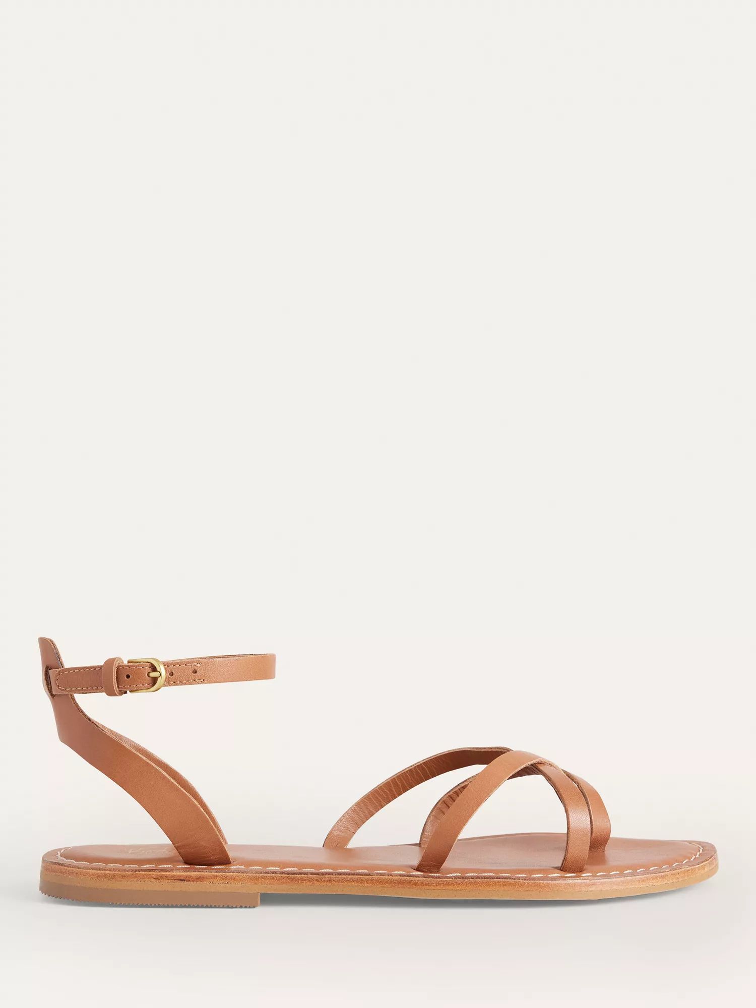 Boden Leather Flat Sandals, Tan | John Lewis (UK)