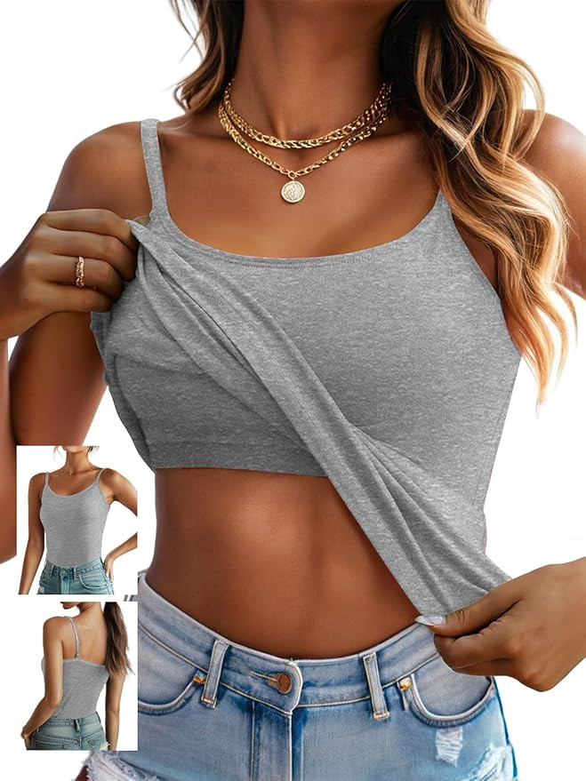 Ninee Camisole Tops for Women with Built in Bra Adjustable Strap Tank Top Casual Basic Cami Tanks | Amazon (US)