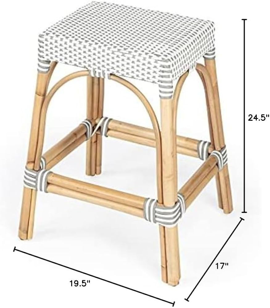 Home Square 2 Piece Rattan Counter Stool Set in Gray and White | Amazon (US)