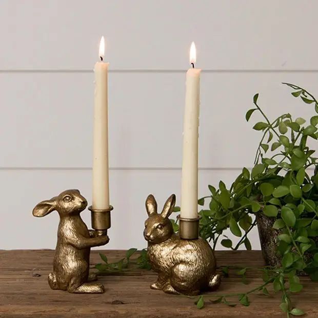 Rabbit Taper Candle Holder Set of 2 | Antique Farm House