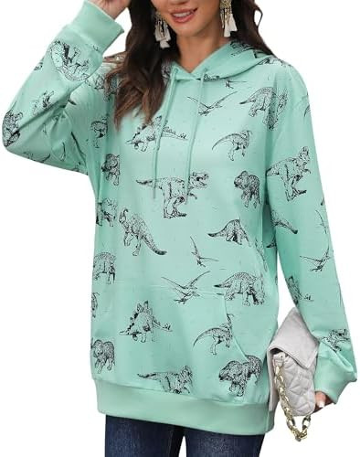 RMCMS Women Cute Dinosaur Graphic Hoodies Lightweight Comfrt Pullover Hoodies Casual Sweatshirts ... | Amazon (US)