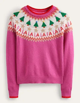 Edie Fair Isle Jumper - Vibrant Pink Fair Isle | Boden (UK & IE)