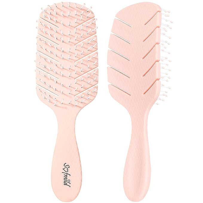 Hair Brush,Sofmild Curved Vented Paddle Brush for Faster Blow Drying,Detangle Brush Flexible Bris... | Amazon (US)