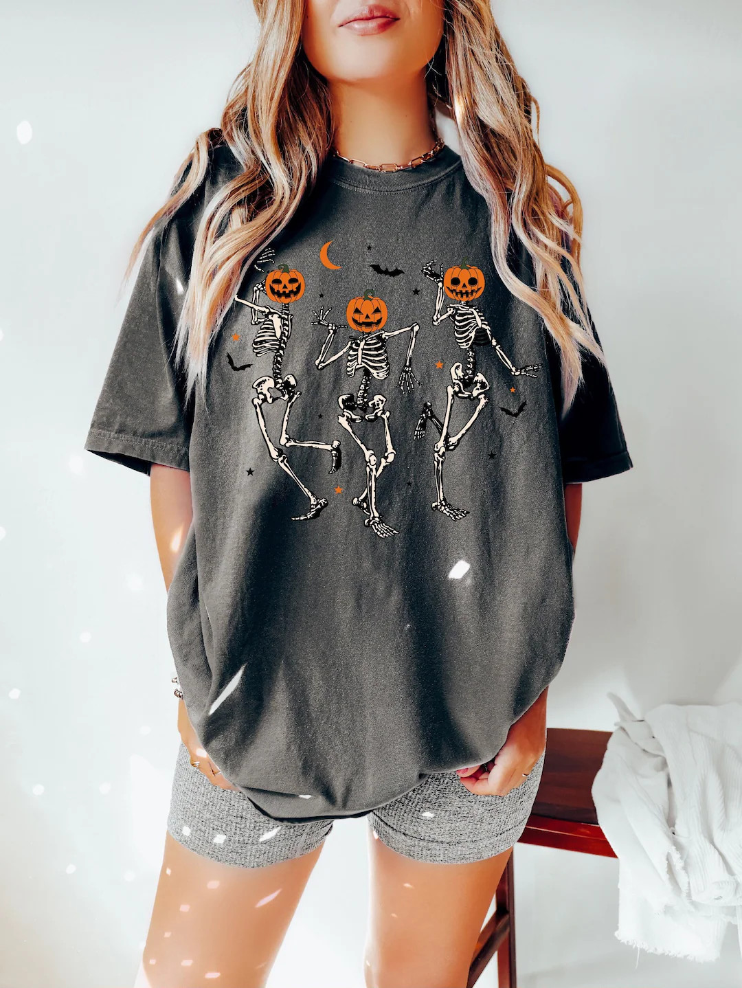 Comfort Colors® Dancing Skeleton Pumpkin Shirt, Retro Halloween Shirt, Womens Halloween Shirt, C... | Etsy (US)