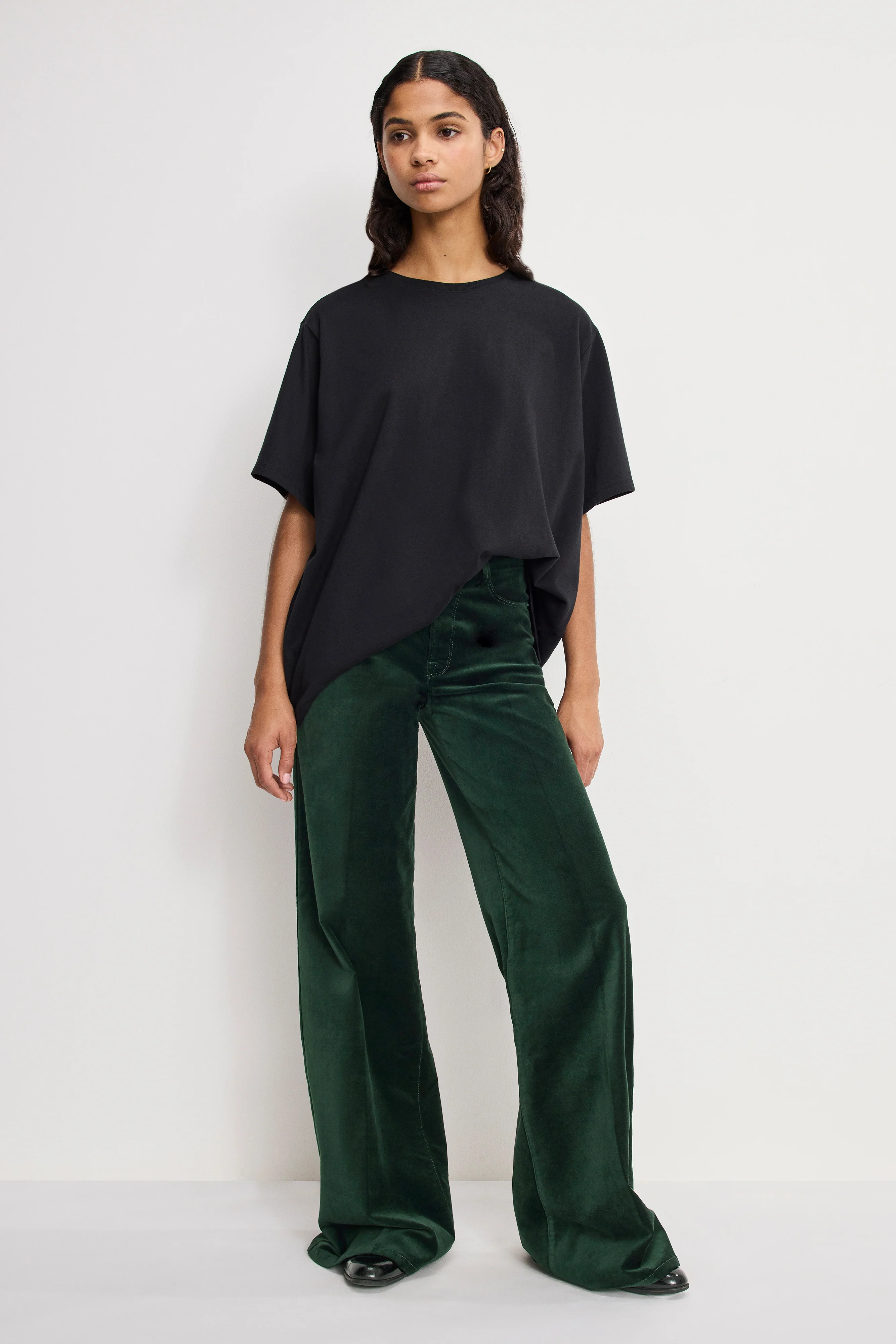 VELVET GOOD WAIST PALAZZO  PANTS | PINE GREEN003 - GOOD AMERICAN | Good American