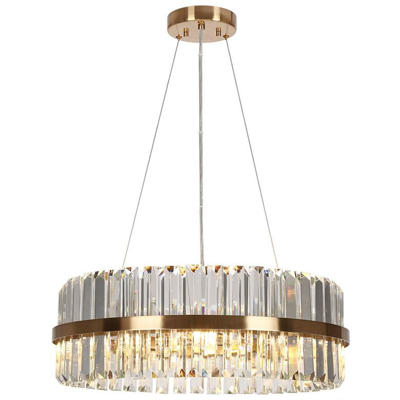 LNC Vasuel 23 1/2" Wide 6-Light Modern Brass and Crystal Chandelier | Lamps Plus