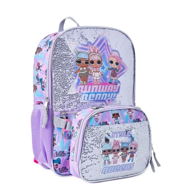 L.O.L Surprise! Runway Ready Girls 17" Laptop Backpack 2-Piece Set with Lunch Tote Bag, Silver Pu... | Walmart (US)