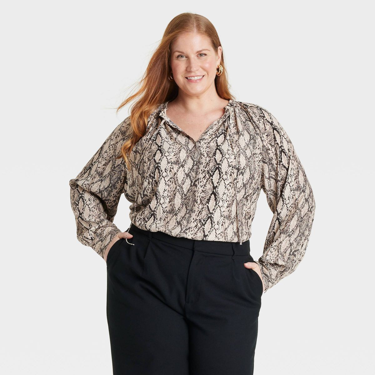 Women's Raglan Long Sleeve Split Neck Blouse - Ava & Viv™ | Target