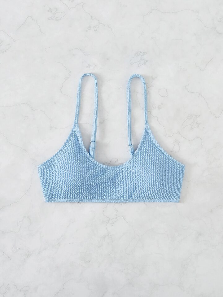 SHEIN Swim Basics Smocked Bikini Top | SHEIN