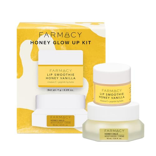 Farmacy Honey Glow Up Gift Set - Includes Honey Halo Ceramide Face Moisturizer + Travel Size Lip Smoothie - Preps & Plumps Skin for Makeup Application (2 Count) | Amazon (US)