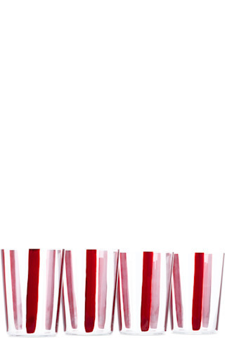 Burgundy Nova Stripe Tumbler Set, 4 pcs | SSENSE