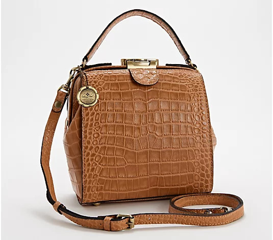 Patricia Nash Leather Croc Embossed Nela North/South Frame Tote - QVC.com | QVC