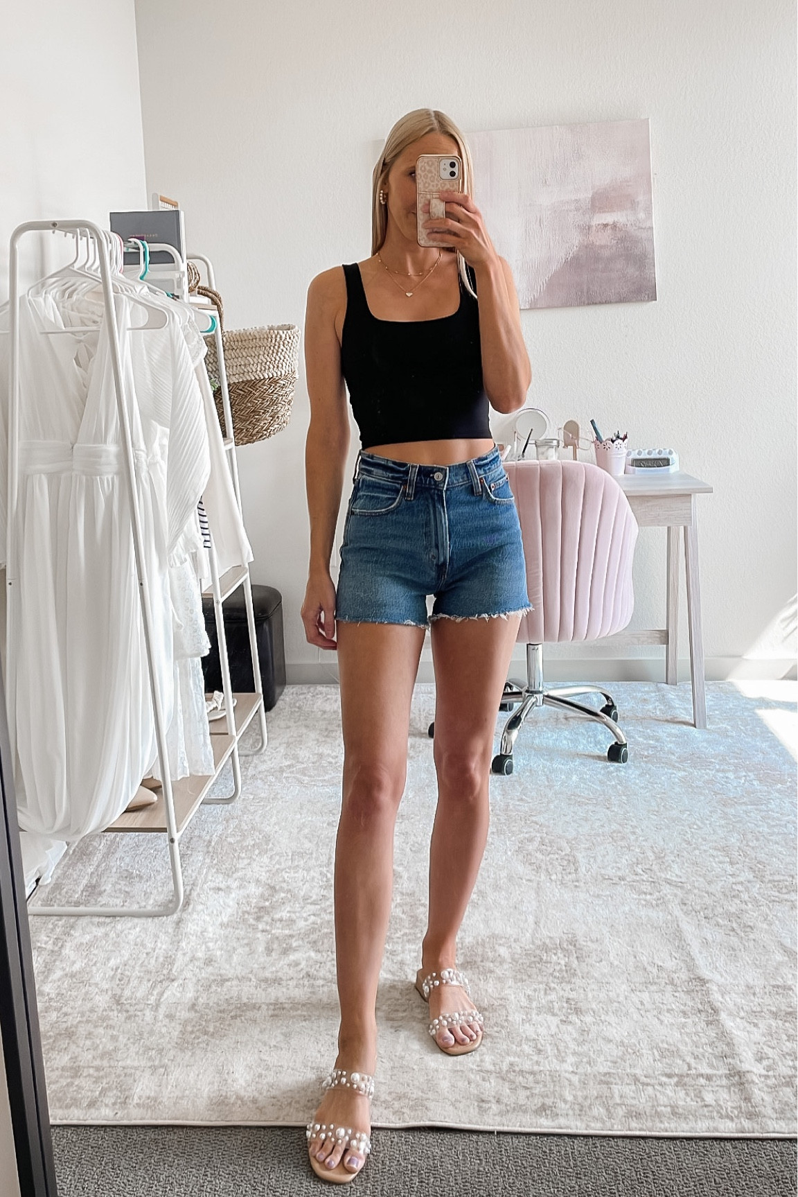 Summer capsule wardrobe - this outfit is included in my Summer capsule wardrobe essentials post. I’m wearing the Abercrombie high rise 90s cutoff shorts in a size 24 regular and my favorite body contour cropped tank!

Denim shorts, how to style denim shorts, denim cutoff shorts, cut off shorts, high rise shorts, summer basics, simple summer outfit, easy summer outfit #denimshorts #abercrombieshorts #summerwardrobeessentials #cutoffshorts

#LTKFind #LTKstyletip #LTKSeasonal