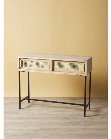 31x39 Cane And Metal 2 Drawer Console Table | HomeGoods